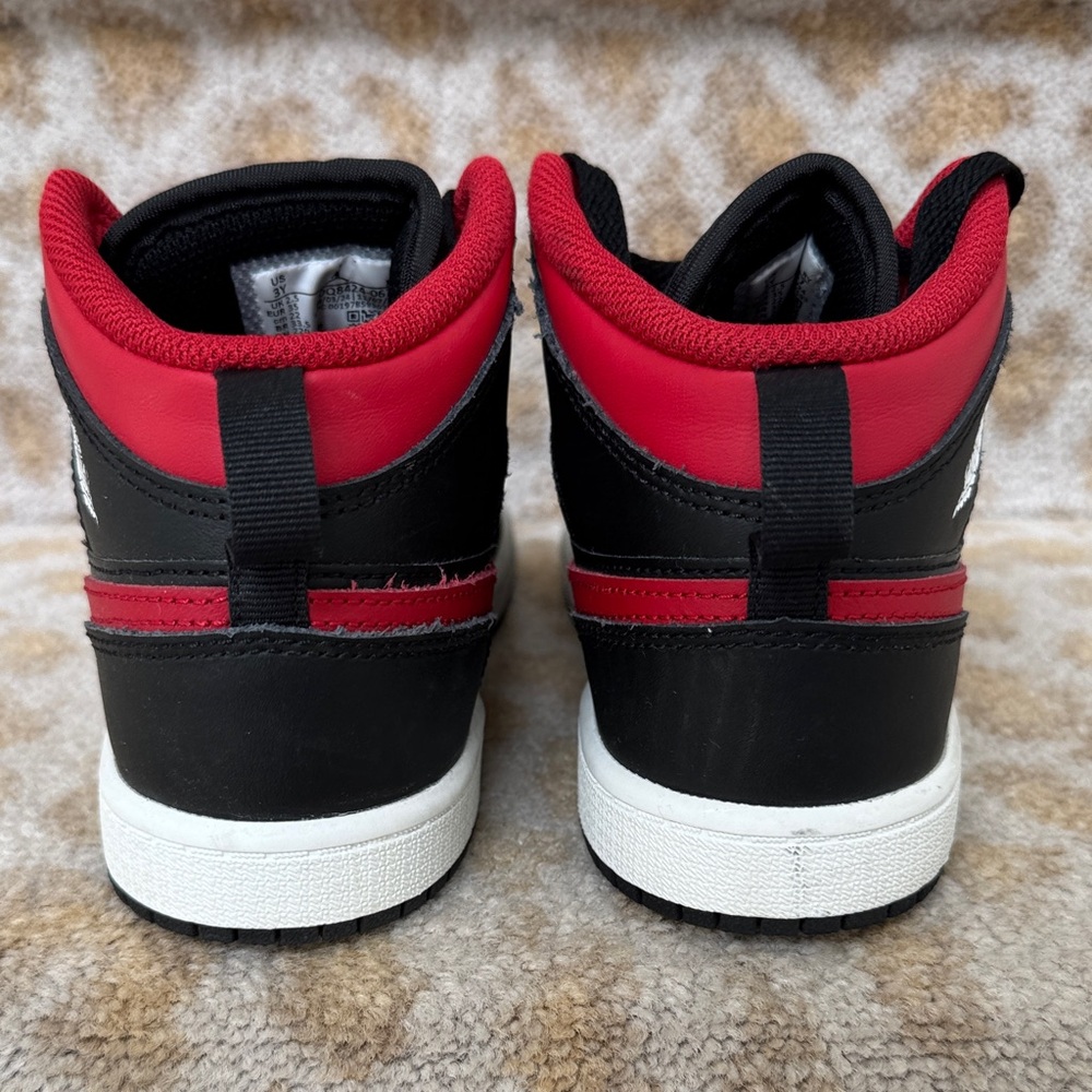 Kids Nike Air Jordon Black and Red High-Top Sneakers - Picture 6 of 7